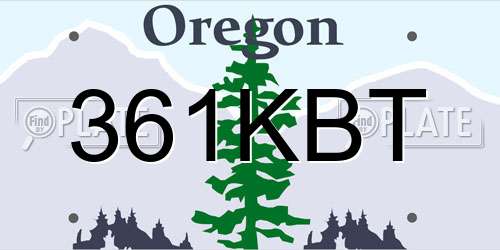 361KBT Oregon License Plate