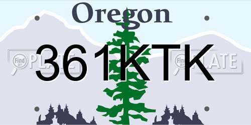 361KTK Oregon License Plate