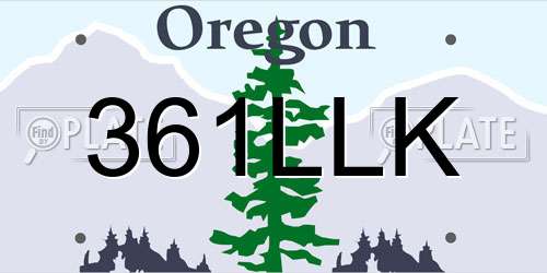 361LLK Oregon License Plate