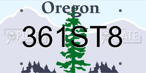 361ST8 Oregon License Plate