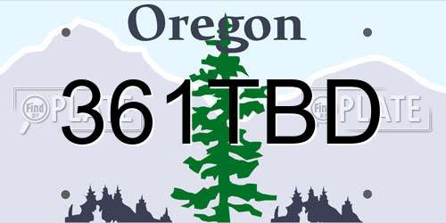 361TBD Oregon License Plate