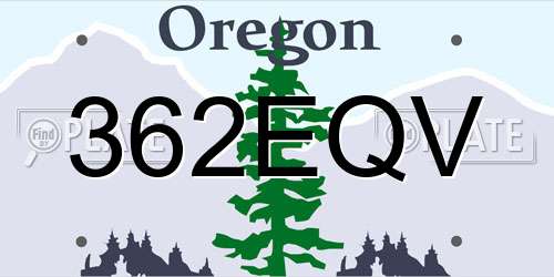 362EQV Oregon License Plate