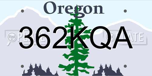 362KQA Oregon License Plate