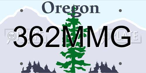 362MMG Oregon License Plate