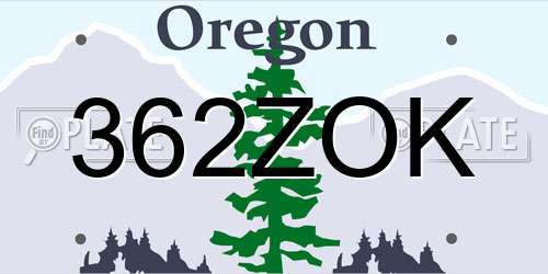 362ZOK Oregon License Plate