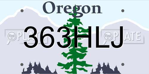 363HLJ Oregon License Plate