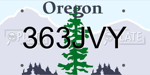 363JVY Oregon License Plate