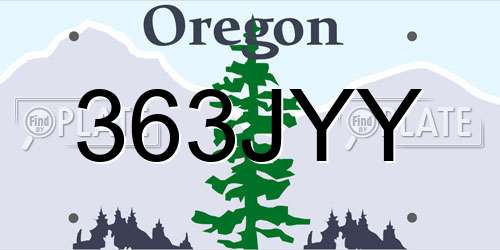 363JYY Oregon License Plate