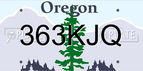 363KJQ Oregon License Plate