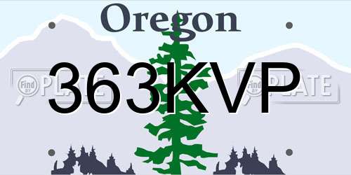 363KVP Oregon License Plate