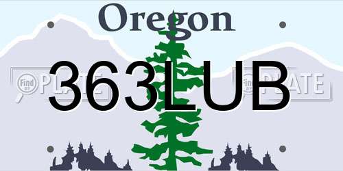 363LUB Oregon License Plate
