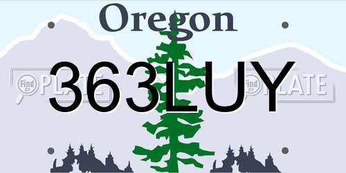 363LUY Oregon License Plate