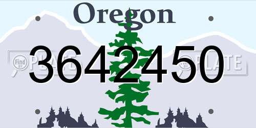 3642450 Oregon License Plate