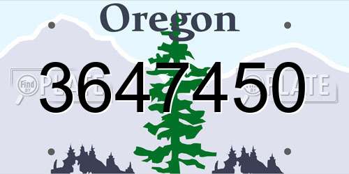 3647450 Oregon License Plate