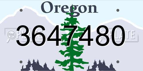 3647480 Oregon License Plate