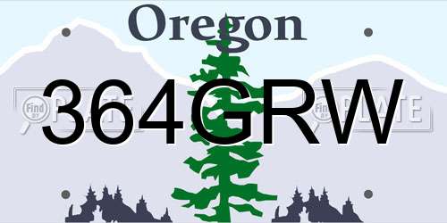 364GRW Oregon License Plate