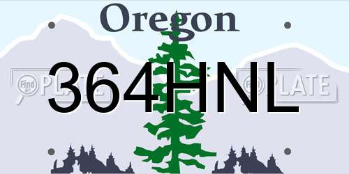 364HNL Oregon License Plate