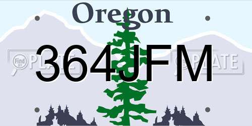 364JFM Oregon License Plate