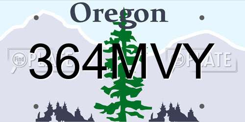 364MVY Oregon License Plate
