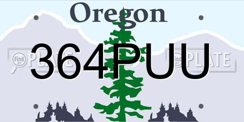 364PUU Oregon License Plate