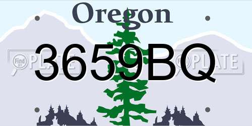 3659BQ Oregon License Plate