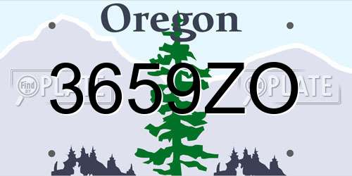 3659ZO Oregon License Plate