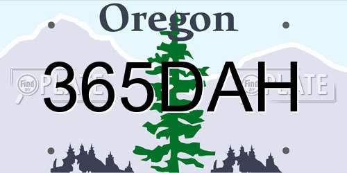 365DAH Oregon License Plate
