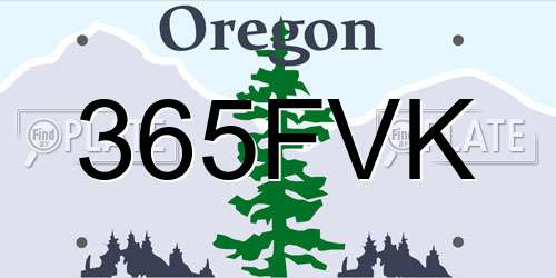 365FVK Oregon License Plate