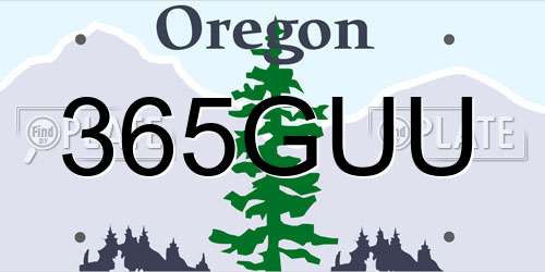 365GUU Oregon License Plate