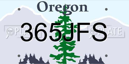 365JFS Oregon License Plate