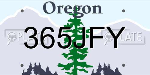365JFY Oregon License Plate
