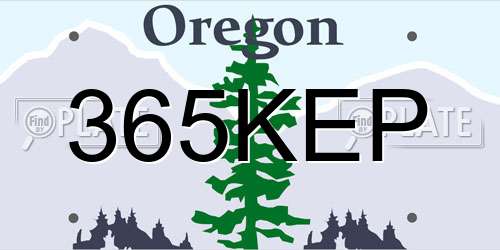 365KEP Oregon License Plate