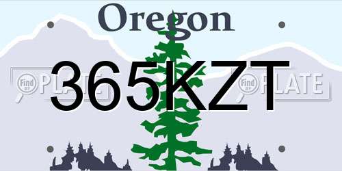 365KZT Oregon License Plate