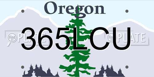 365LCU Oregon License Plate
