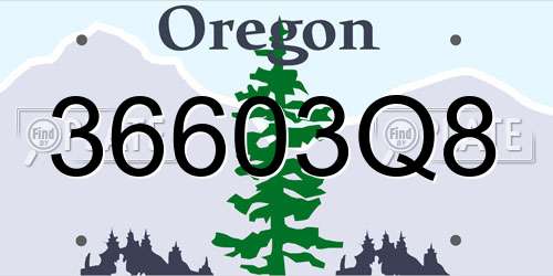36603Q8 Oregon License Plate