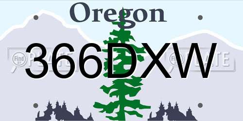 366DXW Oregon License Plate