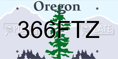 366FTZ Oregon License Plate