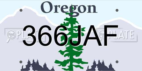 366JAF Oregon License Plate