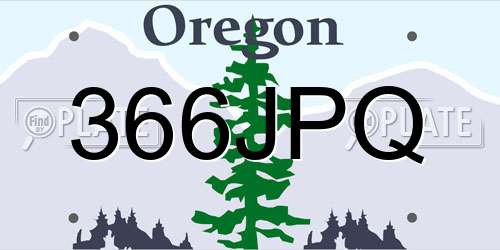 366JPQ Oregon License Plate