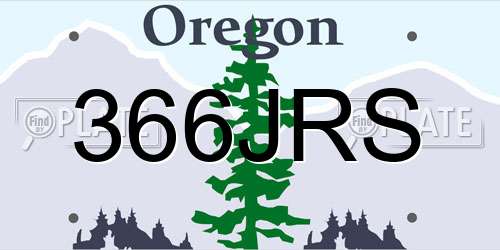 366JRS Oregon License Plate