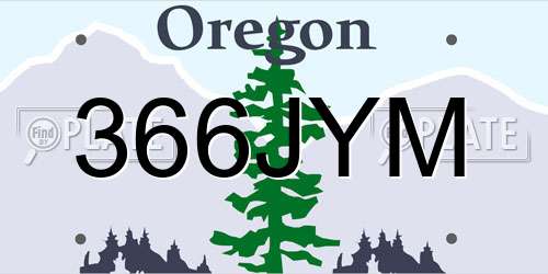 366JYM Oregon License Plate