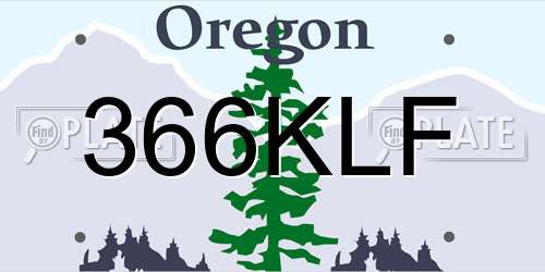 366KLF Oregon License Plate