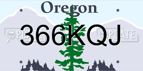 366KQJ Oregon License Plate