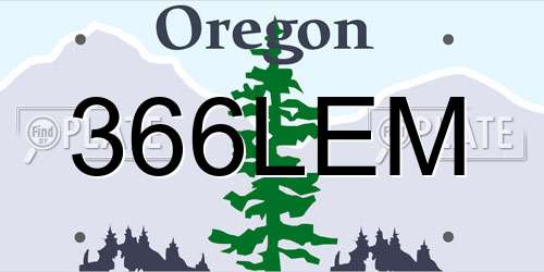 366LEM Oregon License Plate