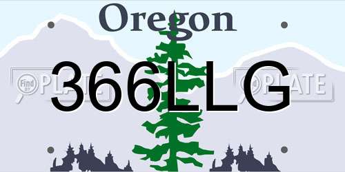 366LLG Oregon License Plate