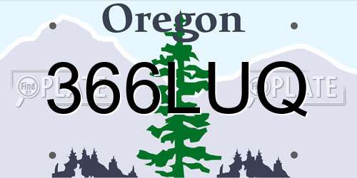 366LUQ Oregon License Plate