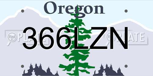 366LZN Oregon License Plate