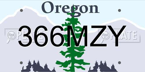 366MZY Oregon License Plate
