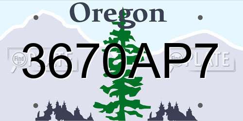 3670AP7 Oregon License Plate