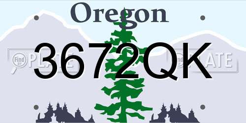 3672QK Oregon License Plate